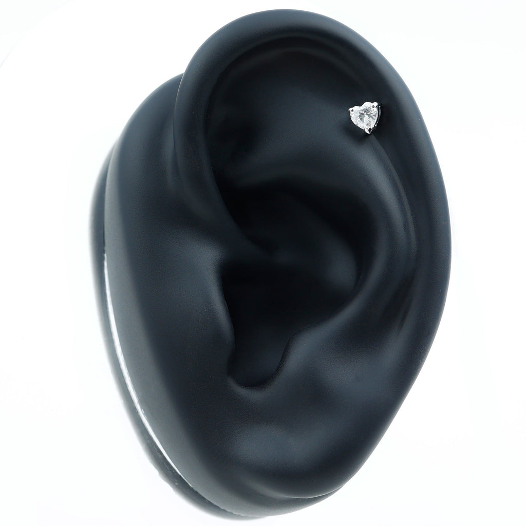 Heart Shape Moissanite Earring for Tragus Piercing