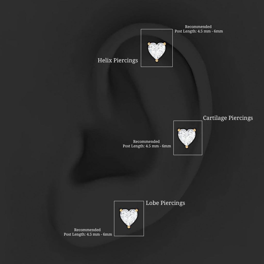 Heart Shape Moissanite Earring for Tragus Piercing