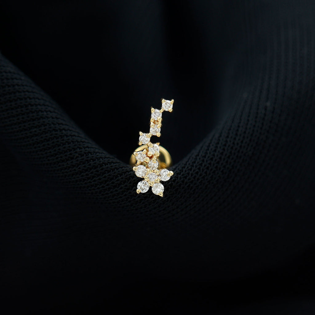 Moissanite Ear Crawler Earring for Cartilage Piercing