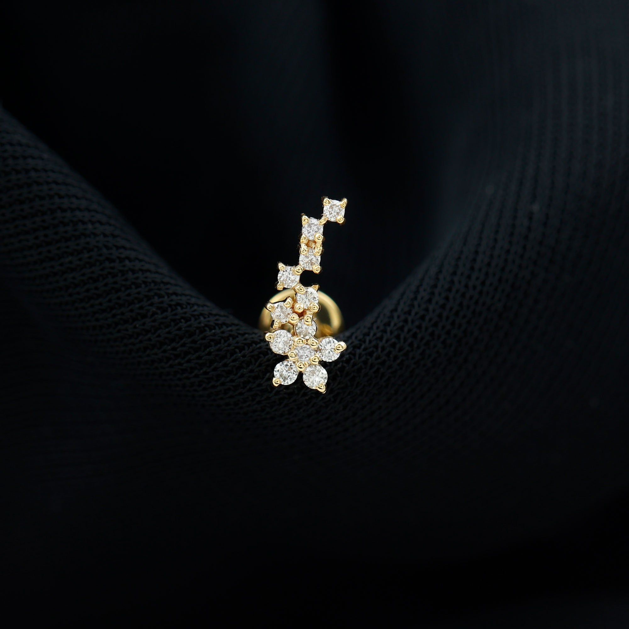 Moissanite Ear Crawler Earring for Cartilage Piercing