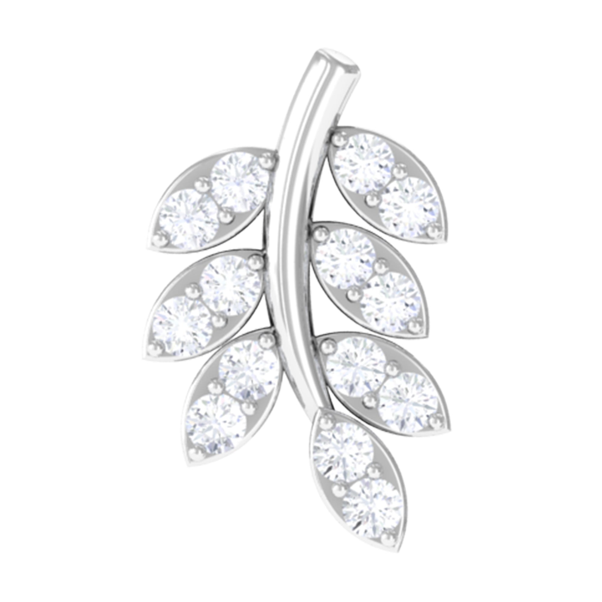Natural Diamond Olive Leaf Earring for Cartilage Piercing