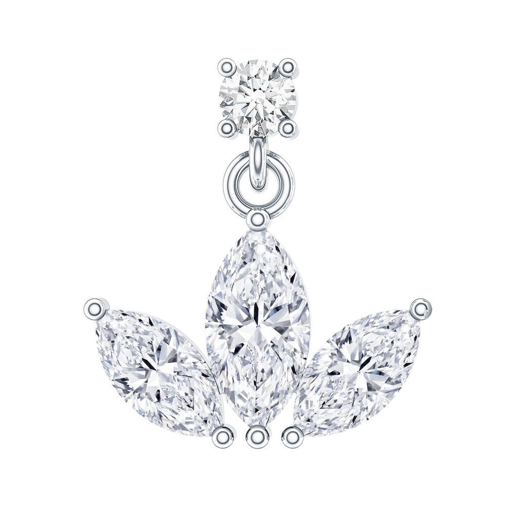 Marquise Cut Moissanite Lotus Flower Drop Helix Earring