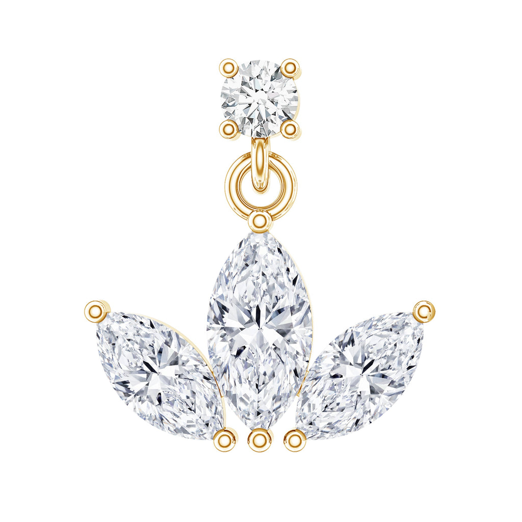 Marquise Cut Moissanite Lotus Flower Drop Helix Earring
