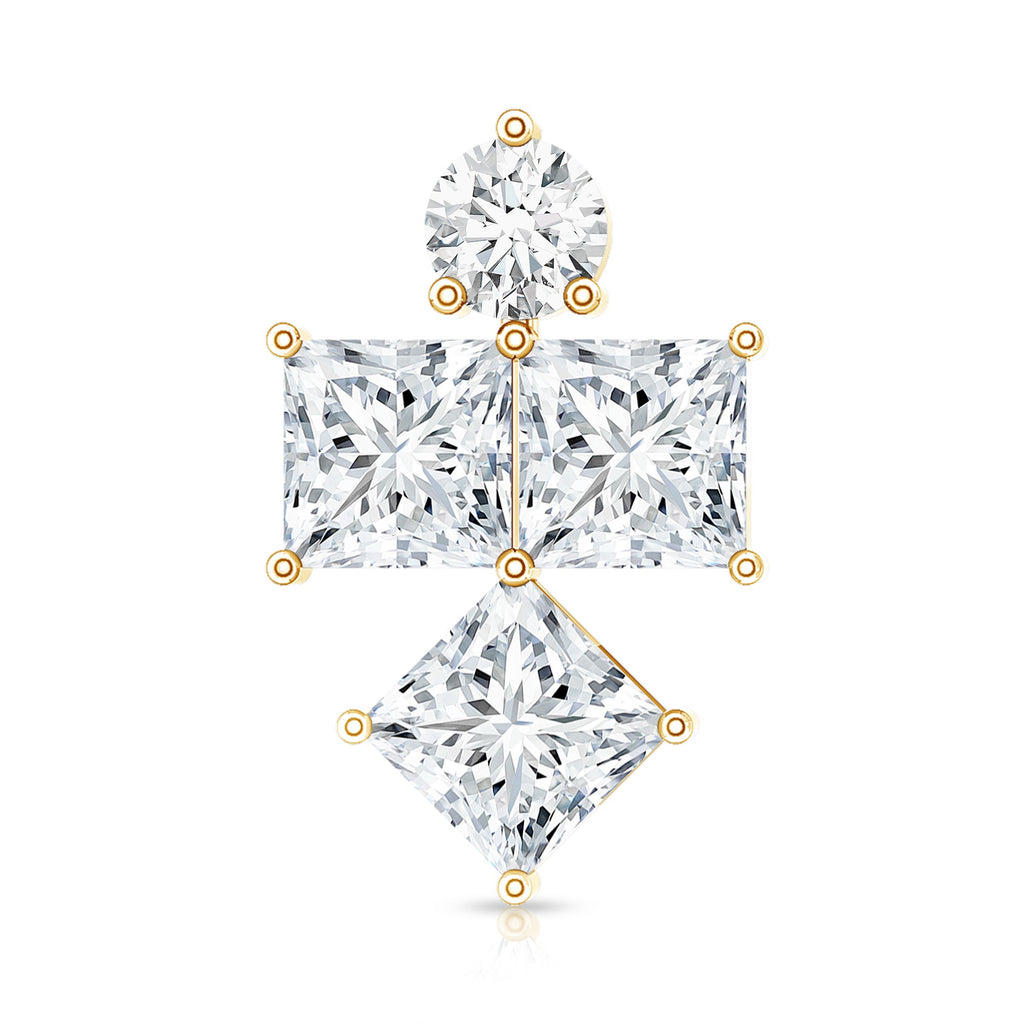 Round and Princess Cut Moissanite Cluster Helix Earring