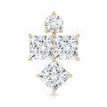 Round and Princess Cut Moissanite Cluster Helix Earring