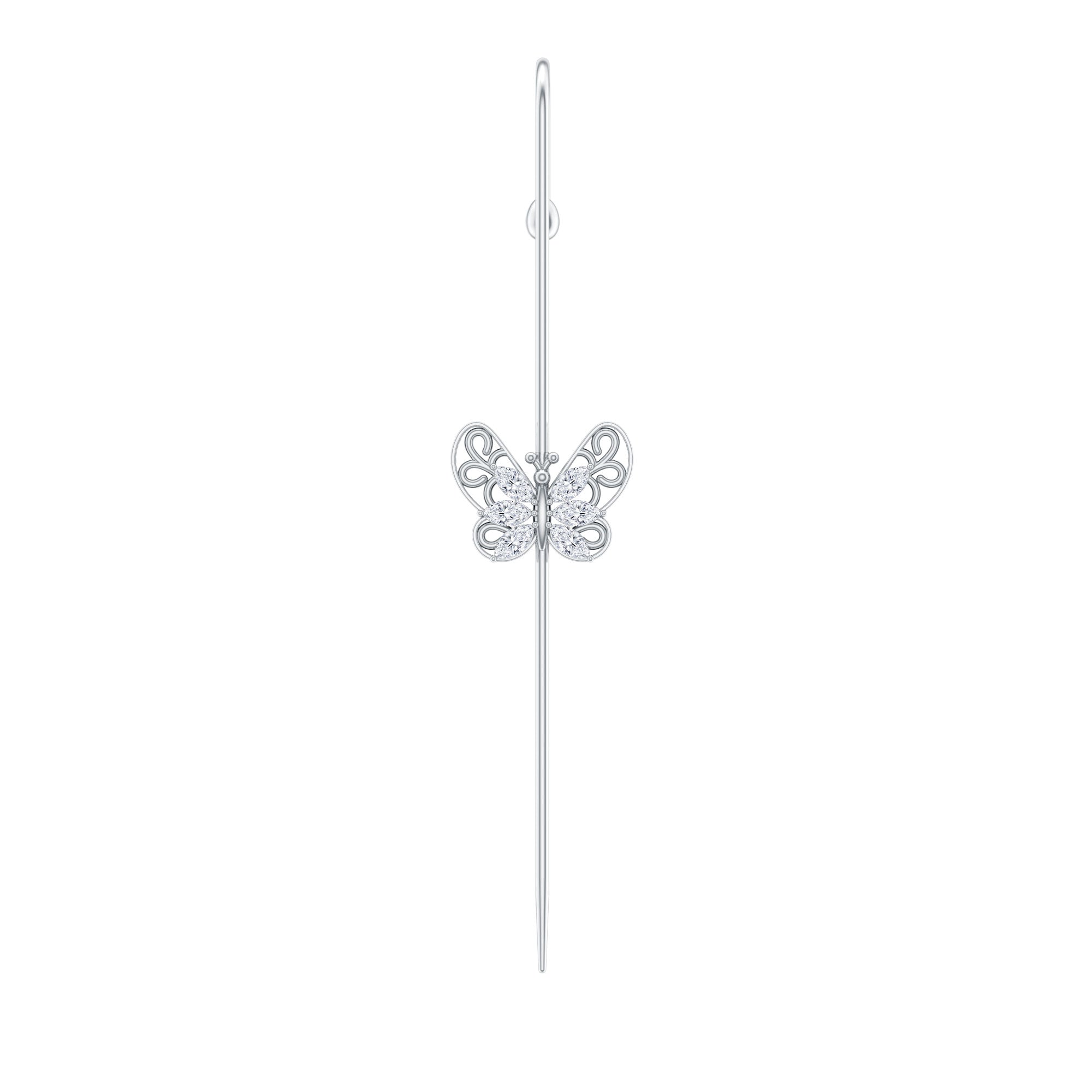 Elegant Certified Moissanite Butterfly Ear Pin Earring