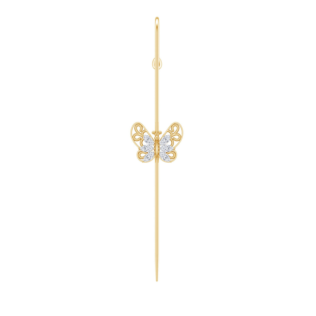 Elegant Certified Moissanite Butterfly Ear Pin Earring