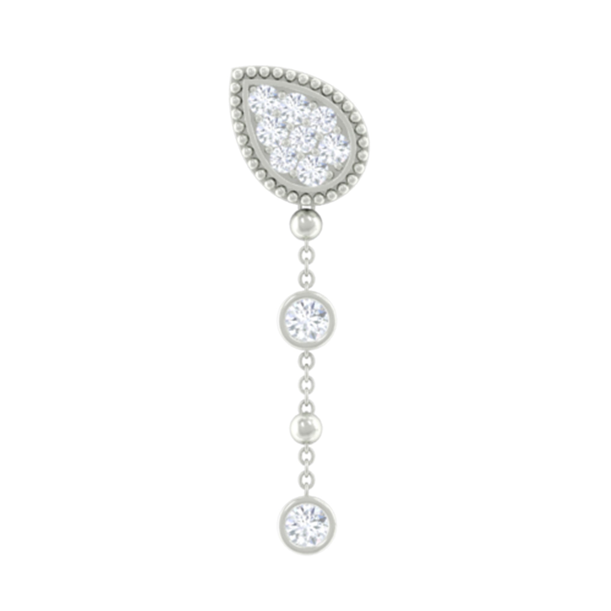 Natural Diamond Chain Dangle Earring for Cartilage Piercing