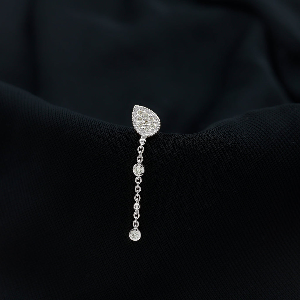 Natural Diamond Chain Dangle Earring for Cartilage Piercing