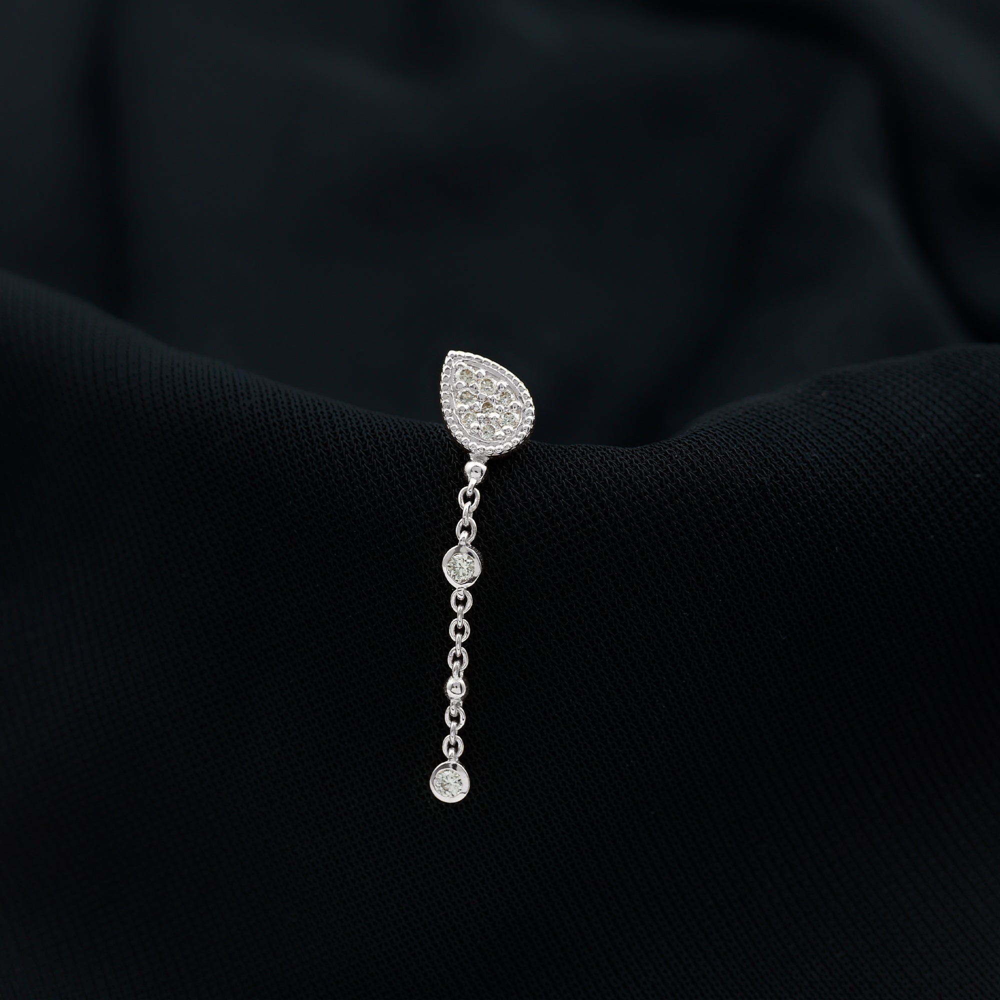 Natural Diamond Chain Dangle Earring for Cartilage Piercing