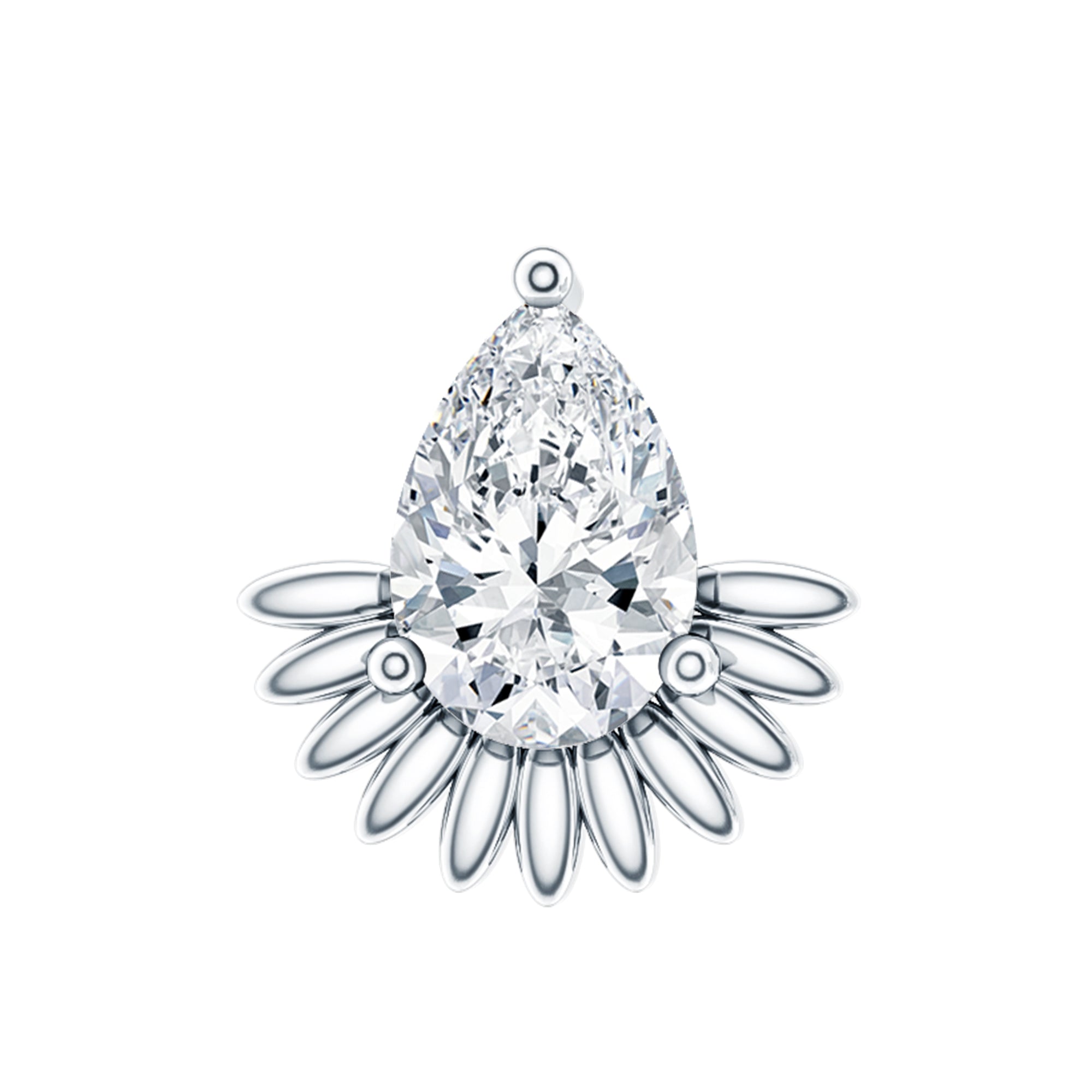 Pear Shape Moissanite Unique Cartilage Earring