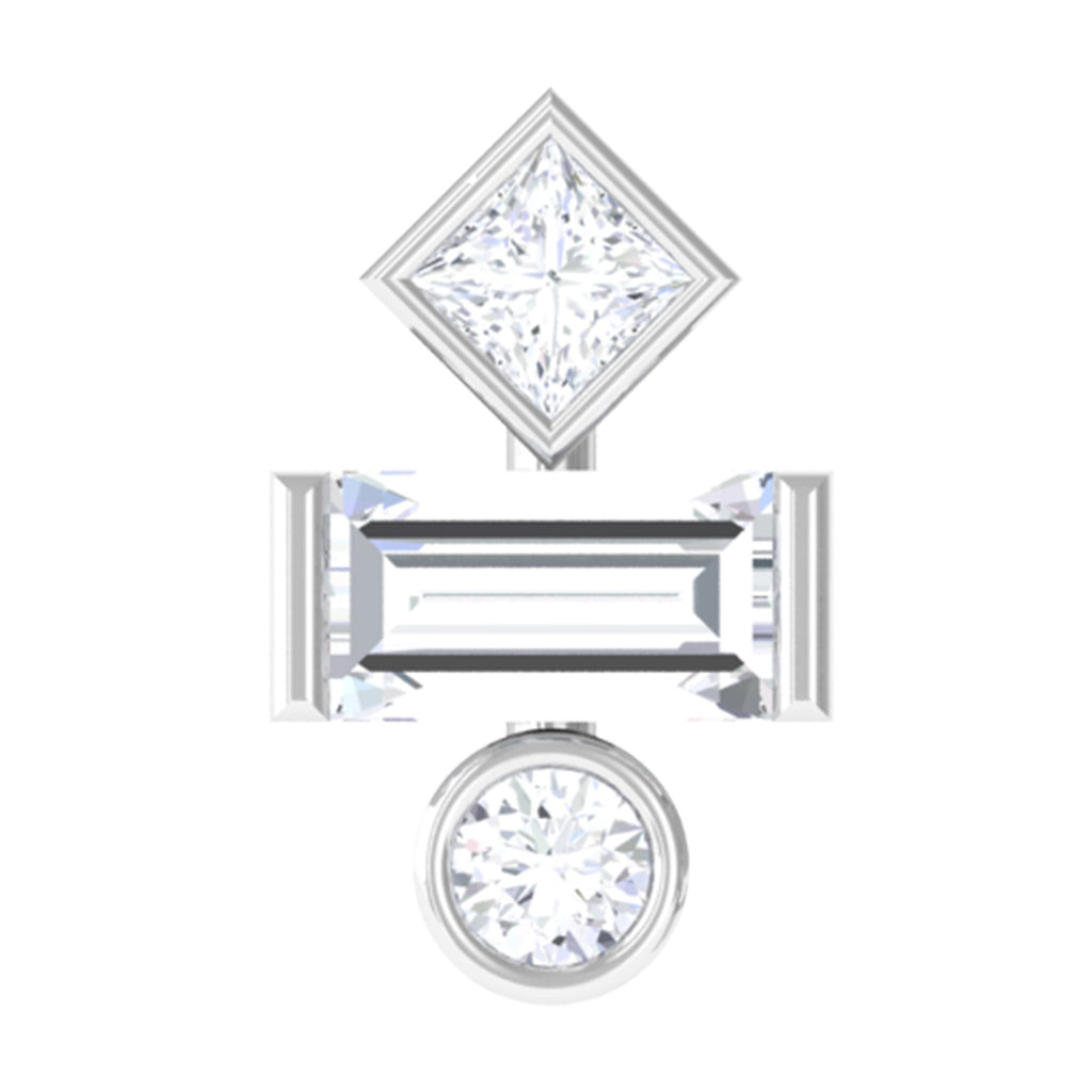 Certified Moissanite Three Stone Earring for Tragus Piercing
