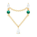 Moissanite Double Piercing Earring with Created Emerald