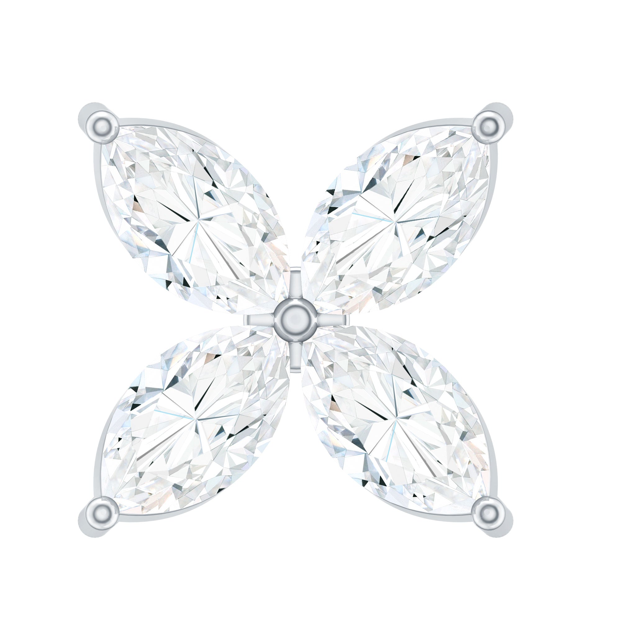 Marquise Cut Moissanite Flower Cartilage Earring