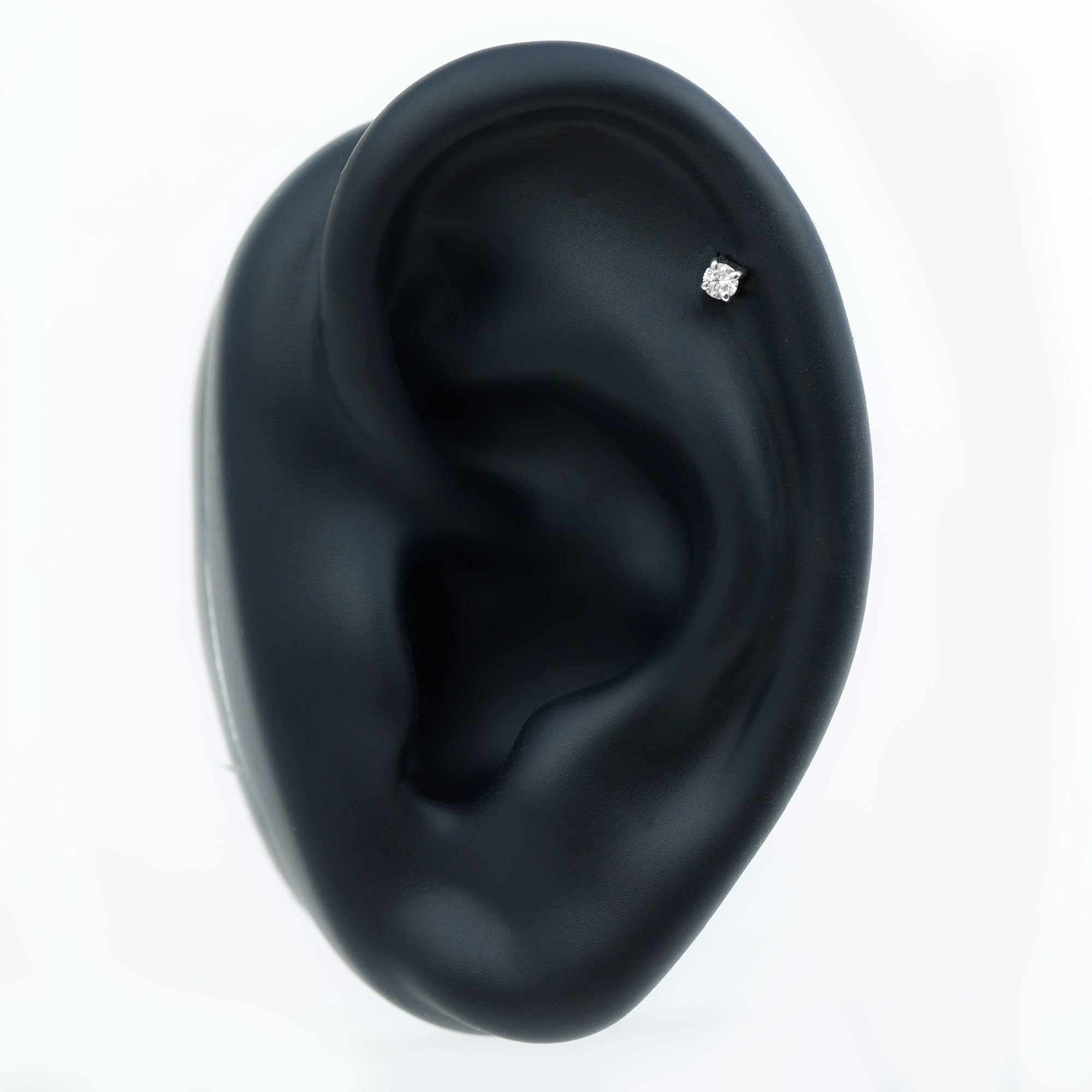 Dainty Round Diamond Conch Earring in Prong Setting