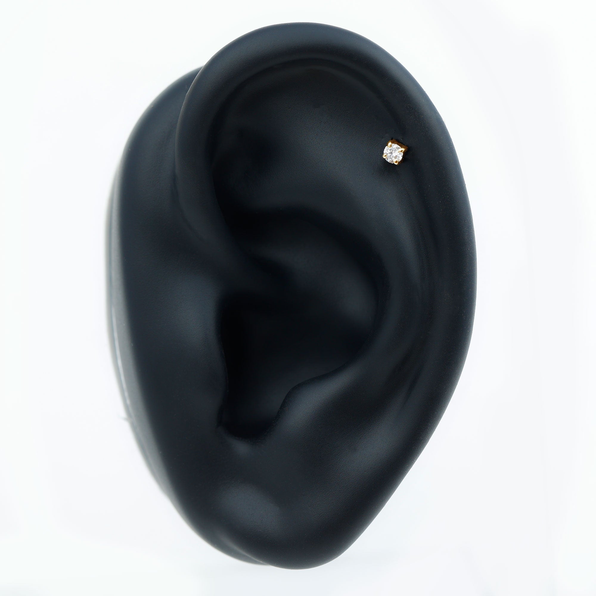 Dainty Round Diamond Conch Earring in Prong Setting