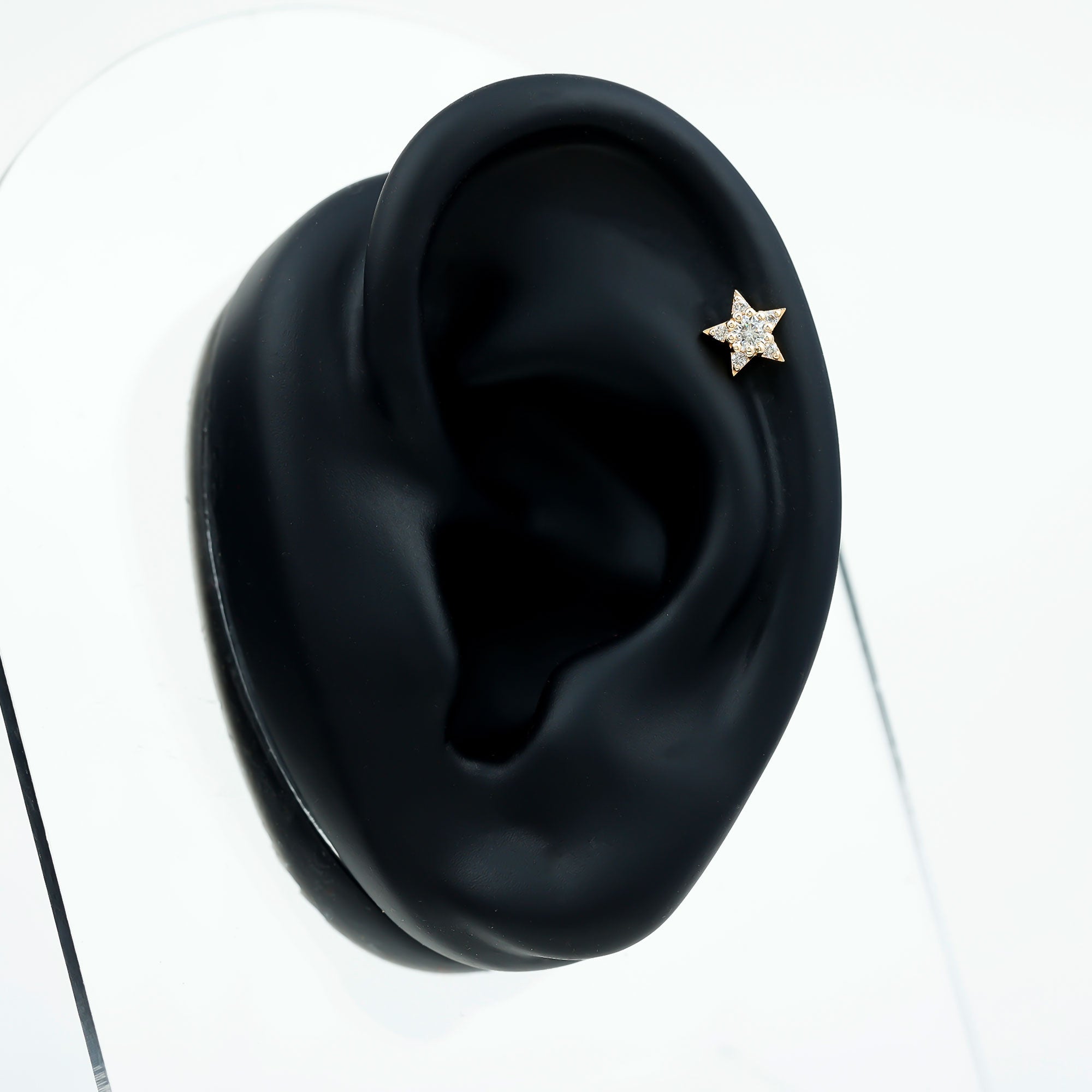 Dainty Moissanite Star Cartilage Earring with Flat Back