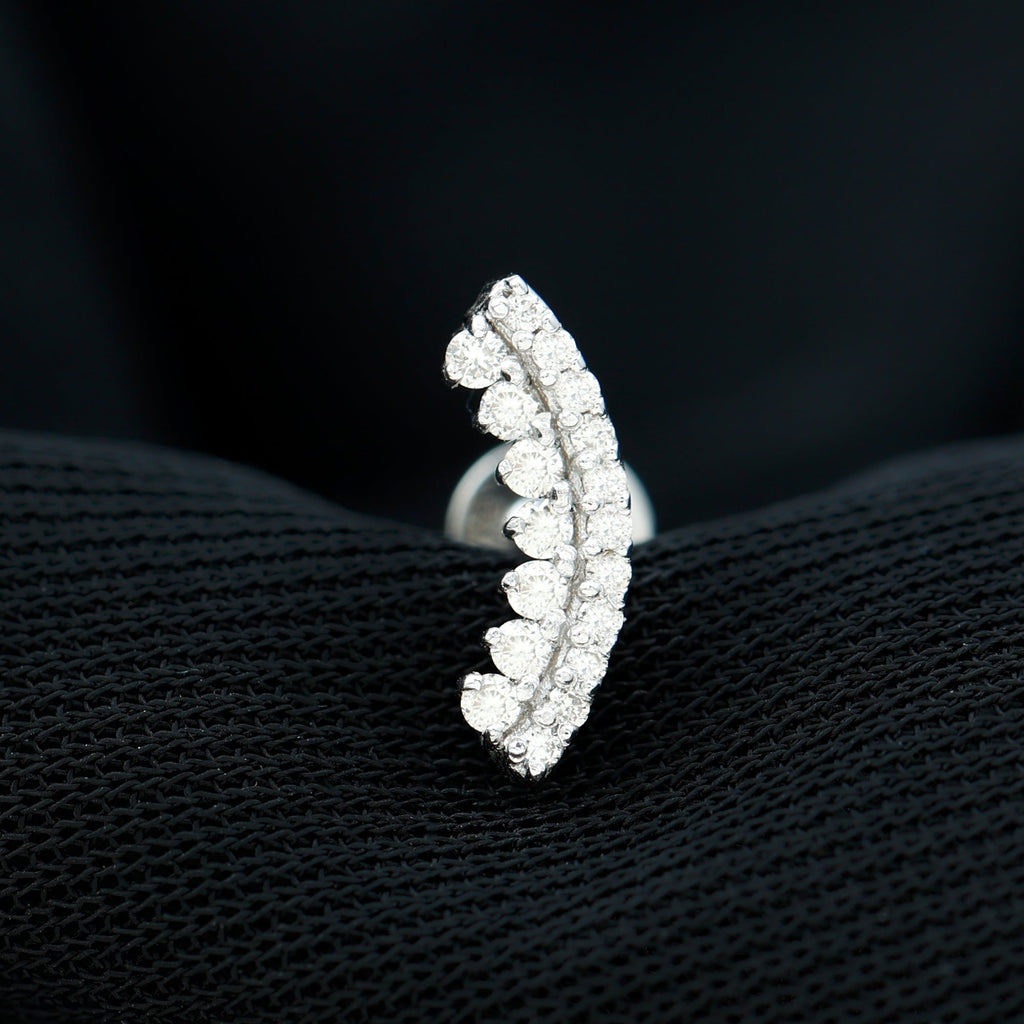 Certified Moissanite Curved Earring for Cartilage Piercing