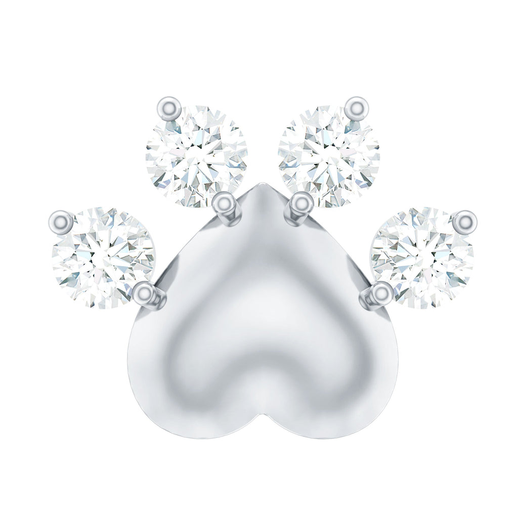 Round Moissanite Heart Paw Earring for Helix Piercing