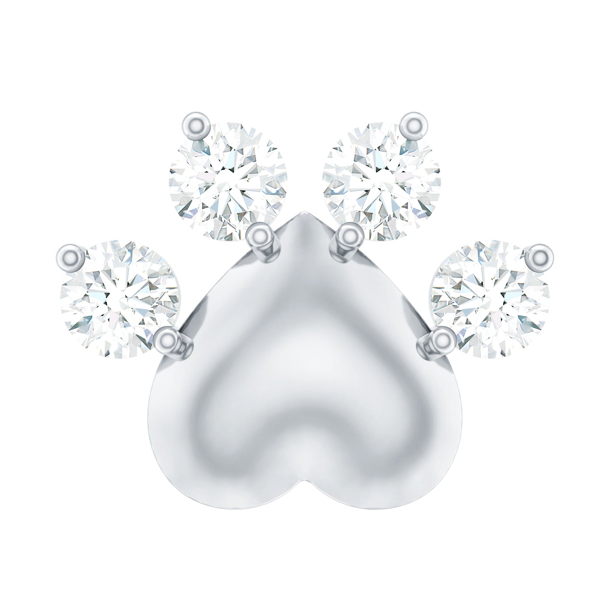 Round Moissanite Heart Paw Earring for Helix Piercing