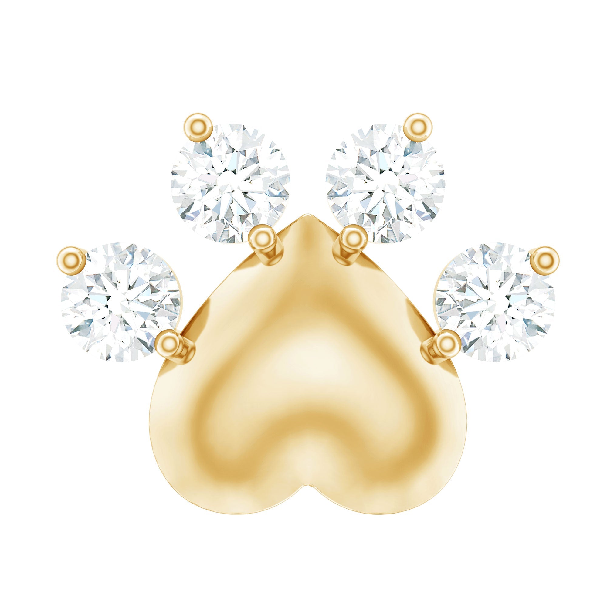 Round Moissanite Heart Paw Earring for Helix Piercing