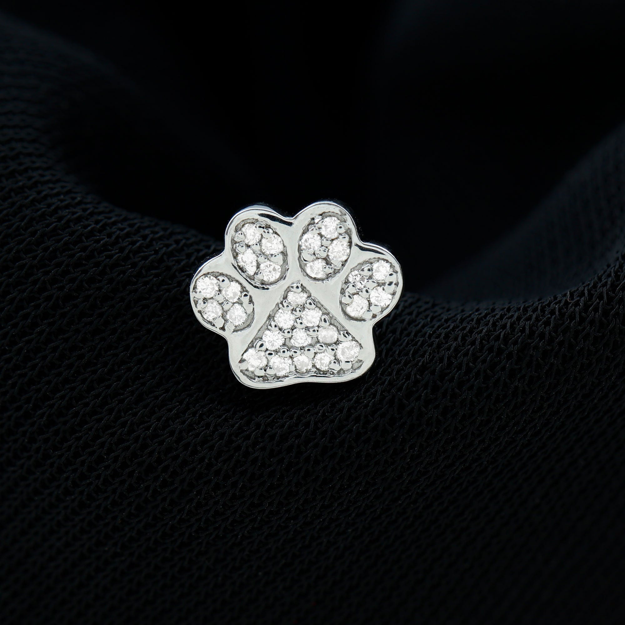 Moissanite Dog Paw Print Earring for Cartilage Piercing