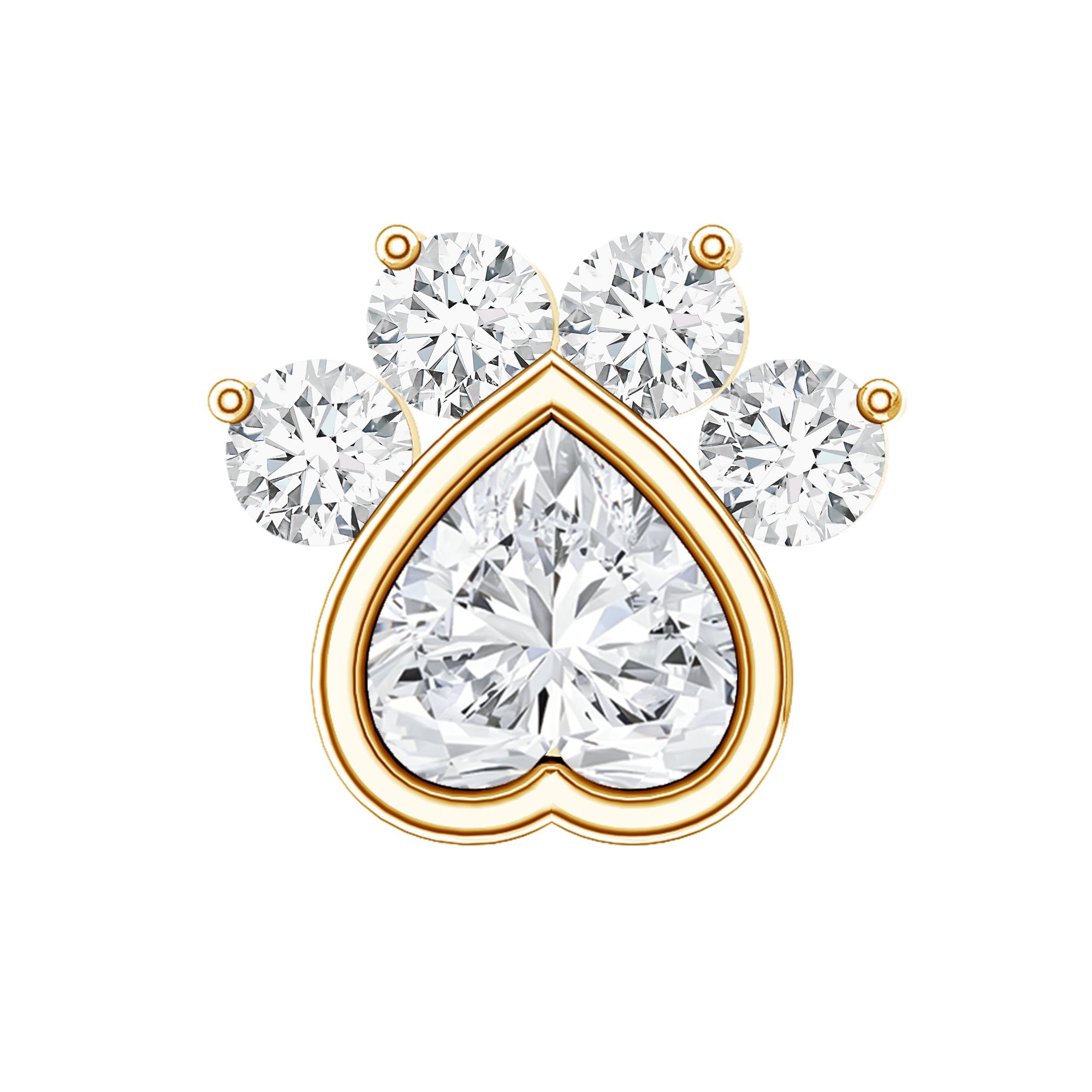Round and Heart Shape Moissanite Paw Helix Earring