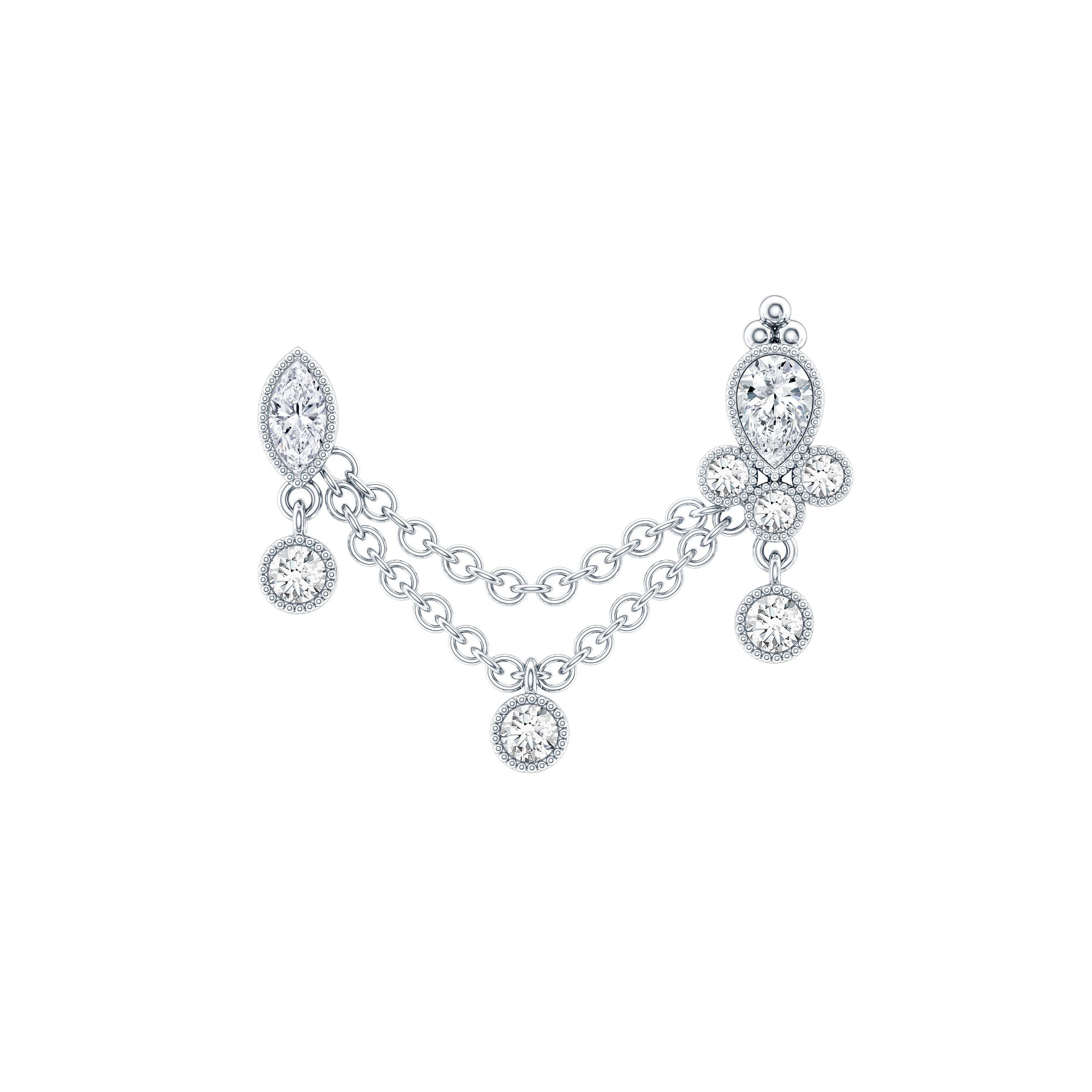 Vintage Style Diamond Double Piercing Earring