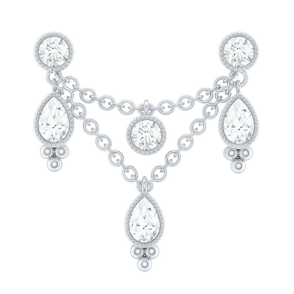 Vintage Inspired Diamond Chain Double Piercing Earring