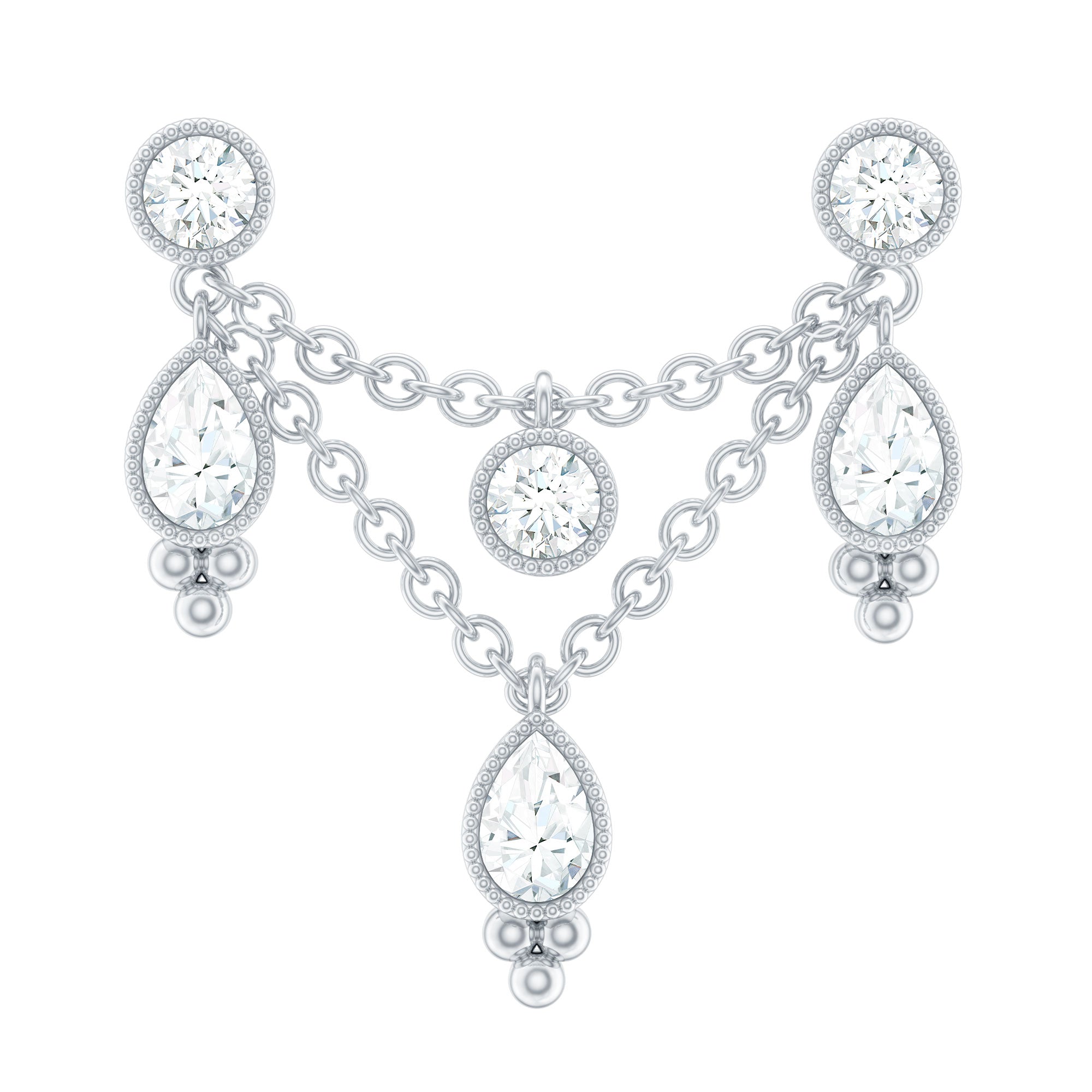 Vintage Inspired Diamond Chain Double Piercing Earring