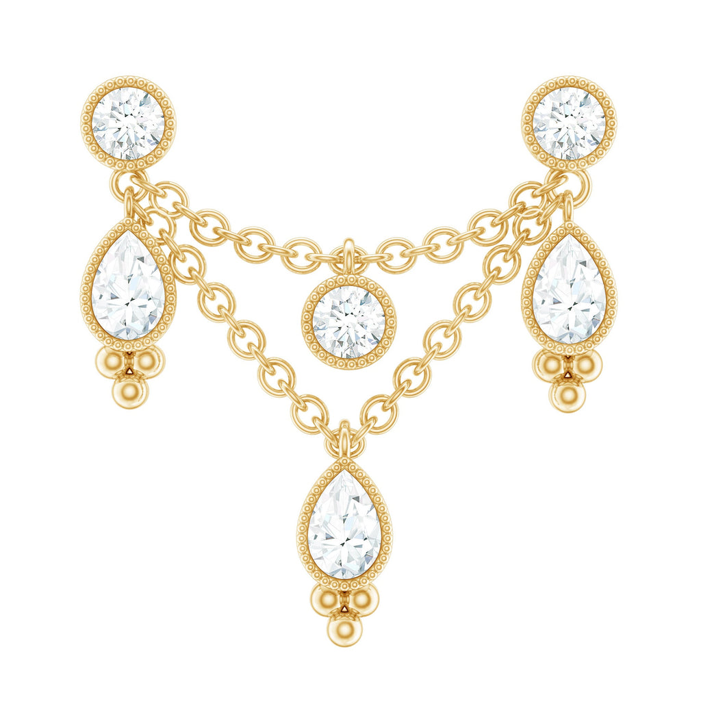 Vintage Inspired Diamond Chain Double Piercing Earring