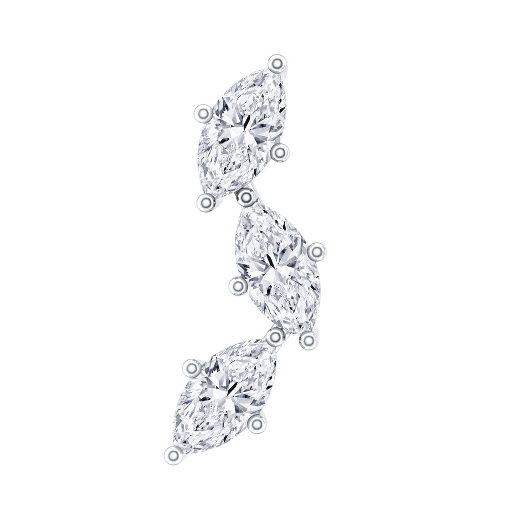 Marquise Cut Moissanite 3 Stone Tragus Earring
