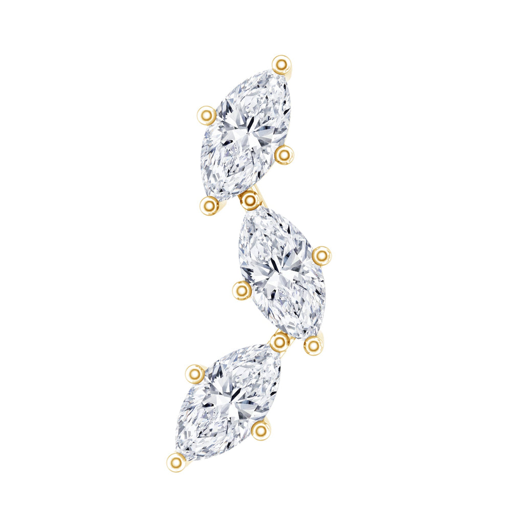 Marquise Cut Moissanite 3 Stone Tragus Earring