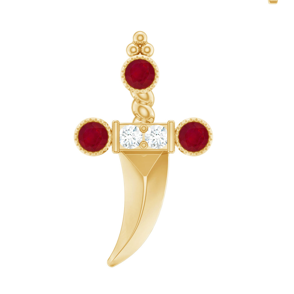 Real Ruby and Diamond Dagger Helix Earring