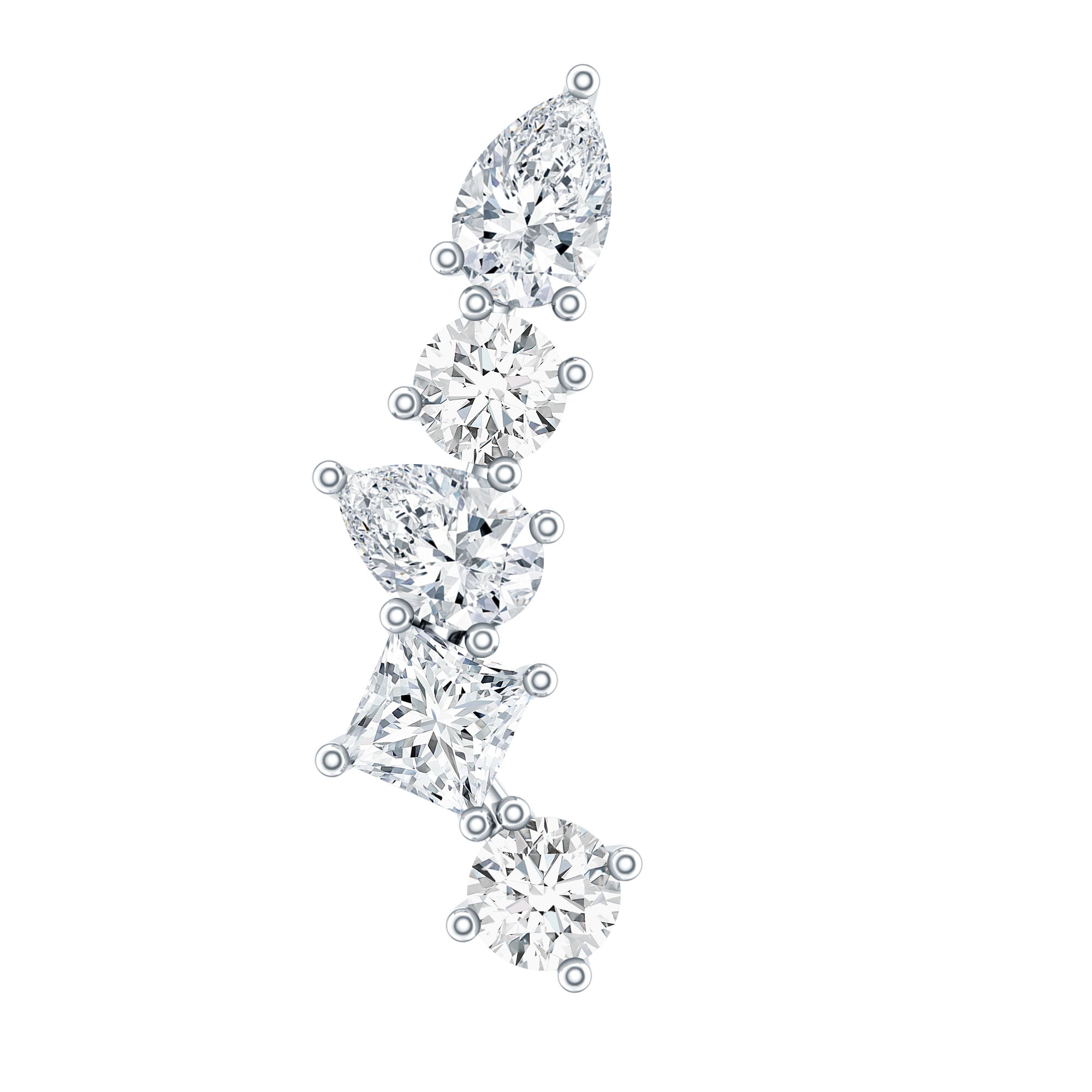 Certified Moissanite Crawler Earring in Prong Setting