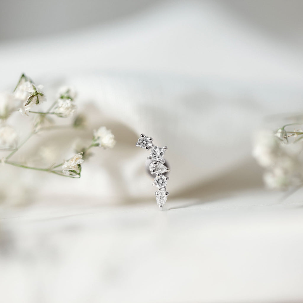Certified Moissanite Crawler Earring in Prong Setting
