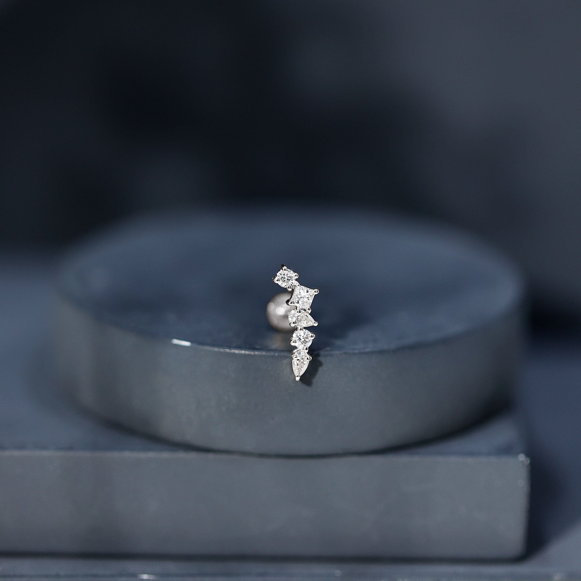 Certified Moissanite Crawler Earring in Prong Setting