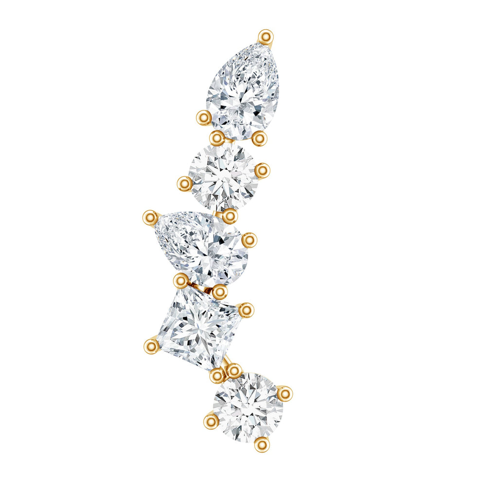 Certified Moissanite Crawler Earring in Prong Setting