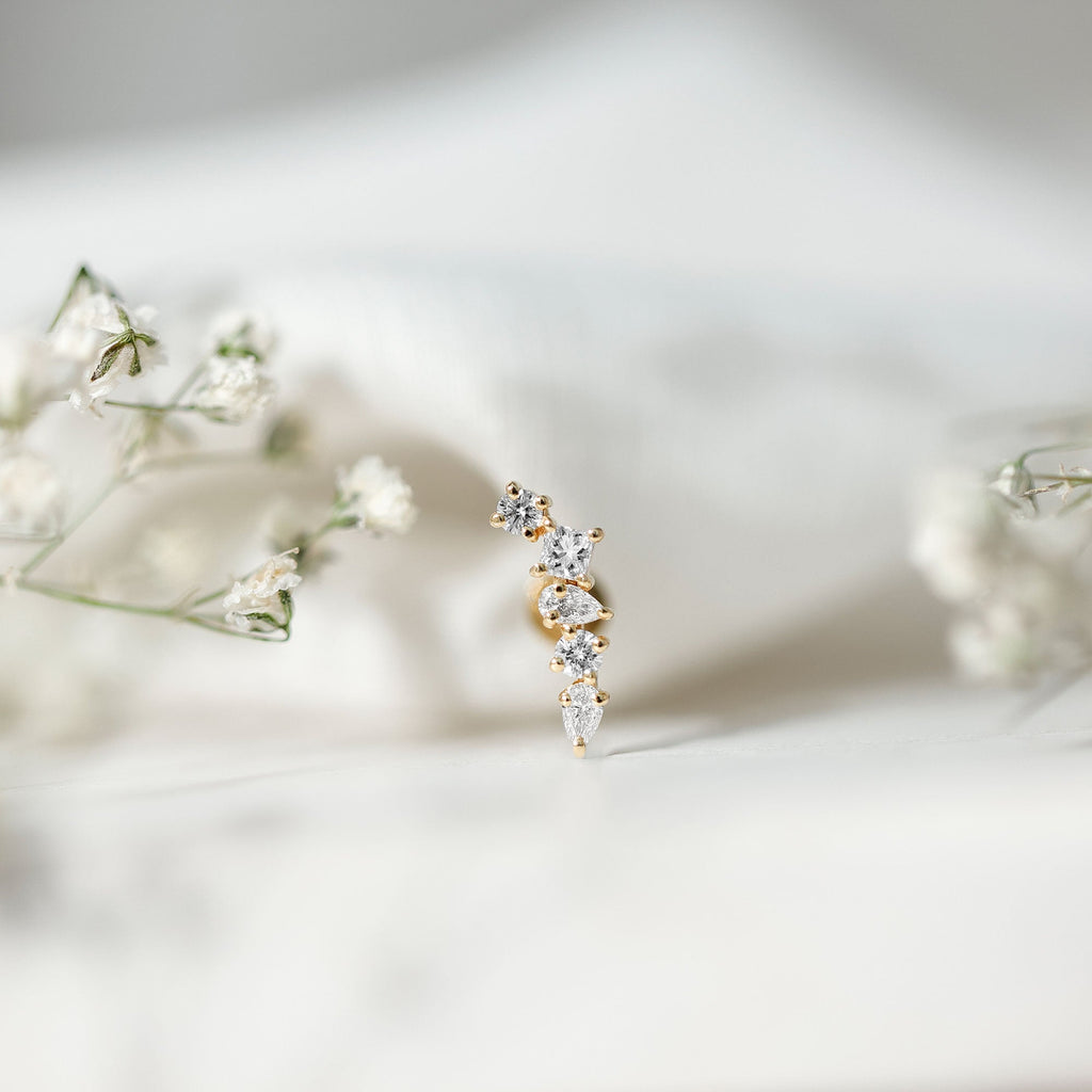 Certified Moissanite Crawler Earring in Prong Setting