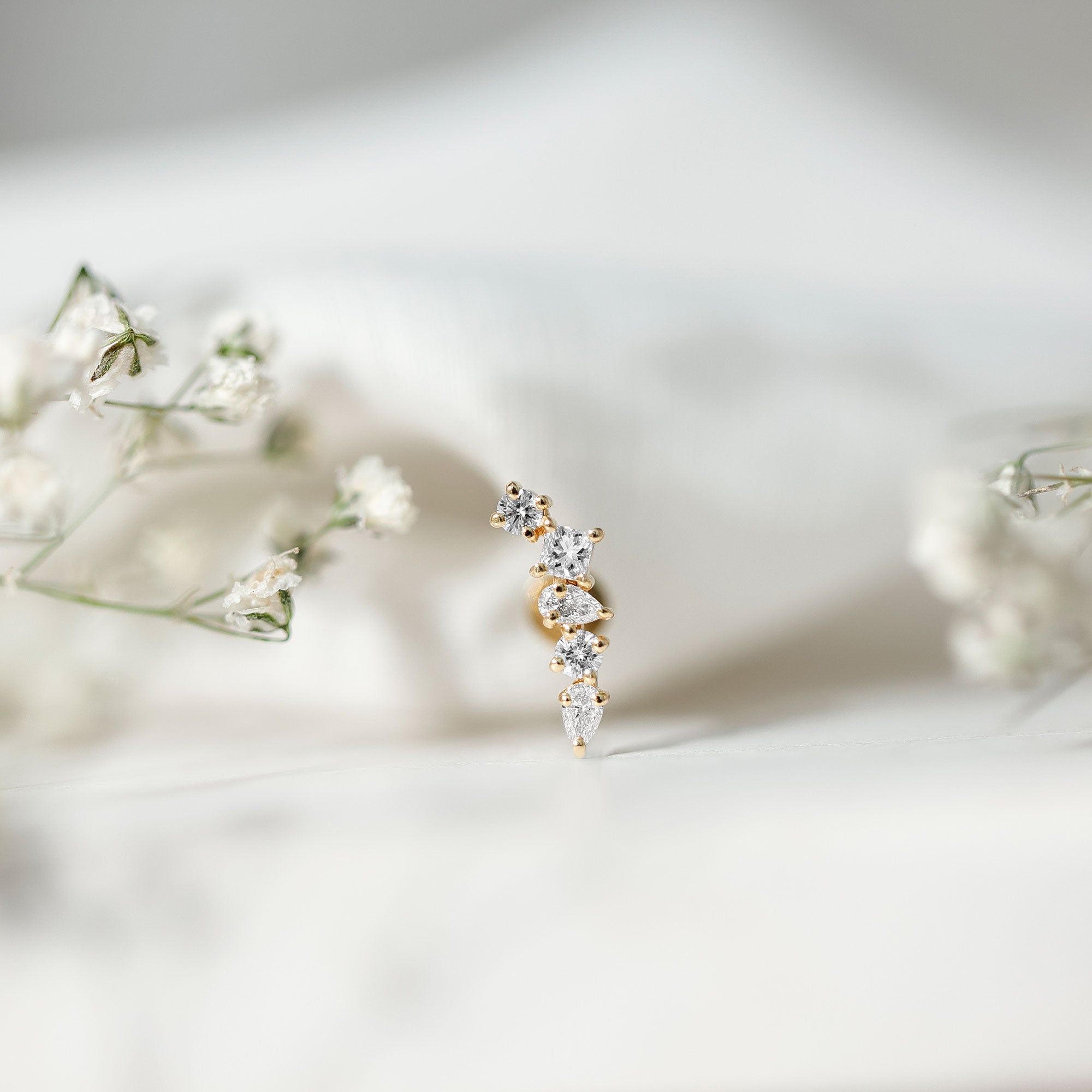Certified Moissanite Crawler Earring in Prong Setting