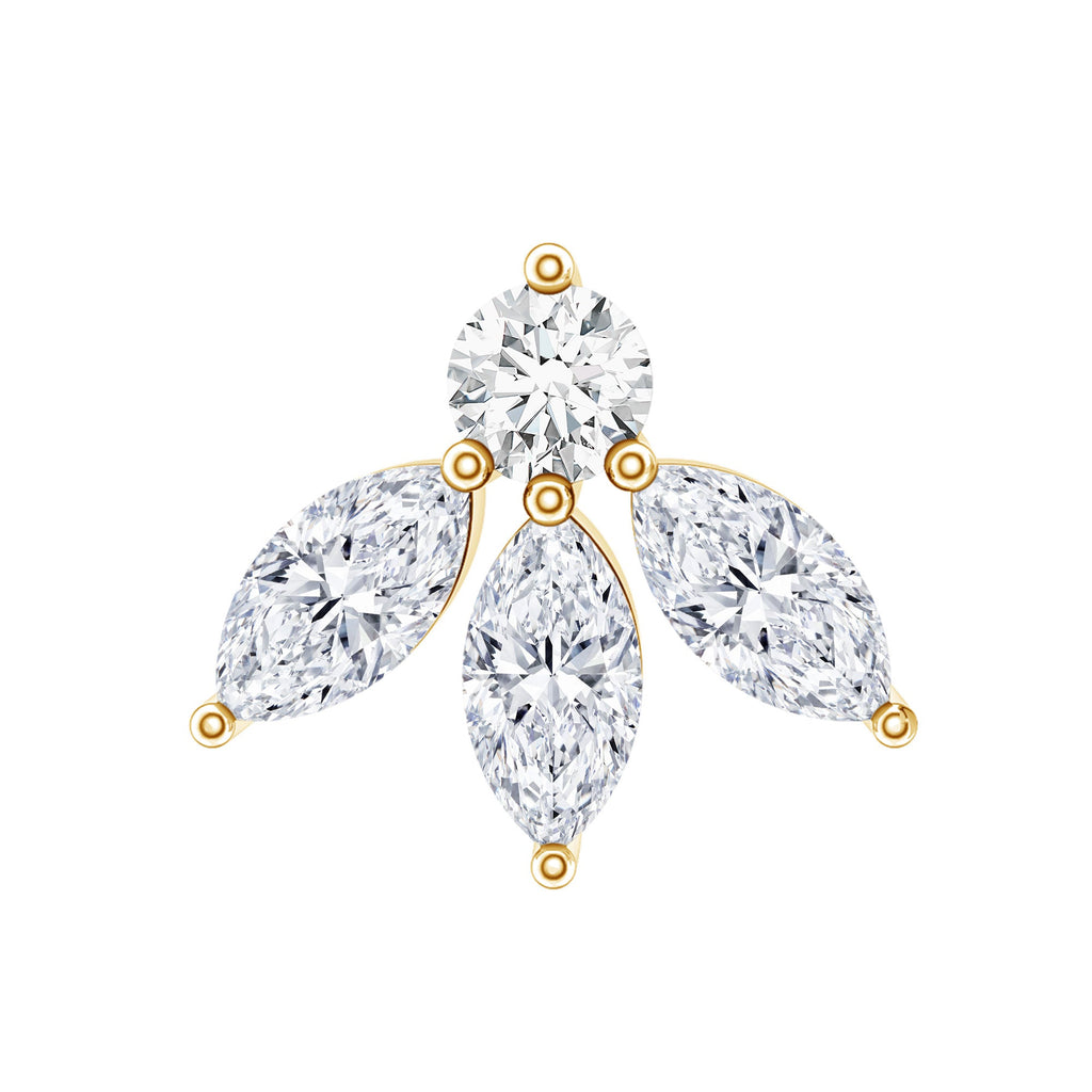 Marquise Shape Diamond Leaf Earring for Helix Piercing