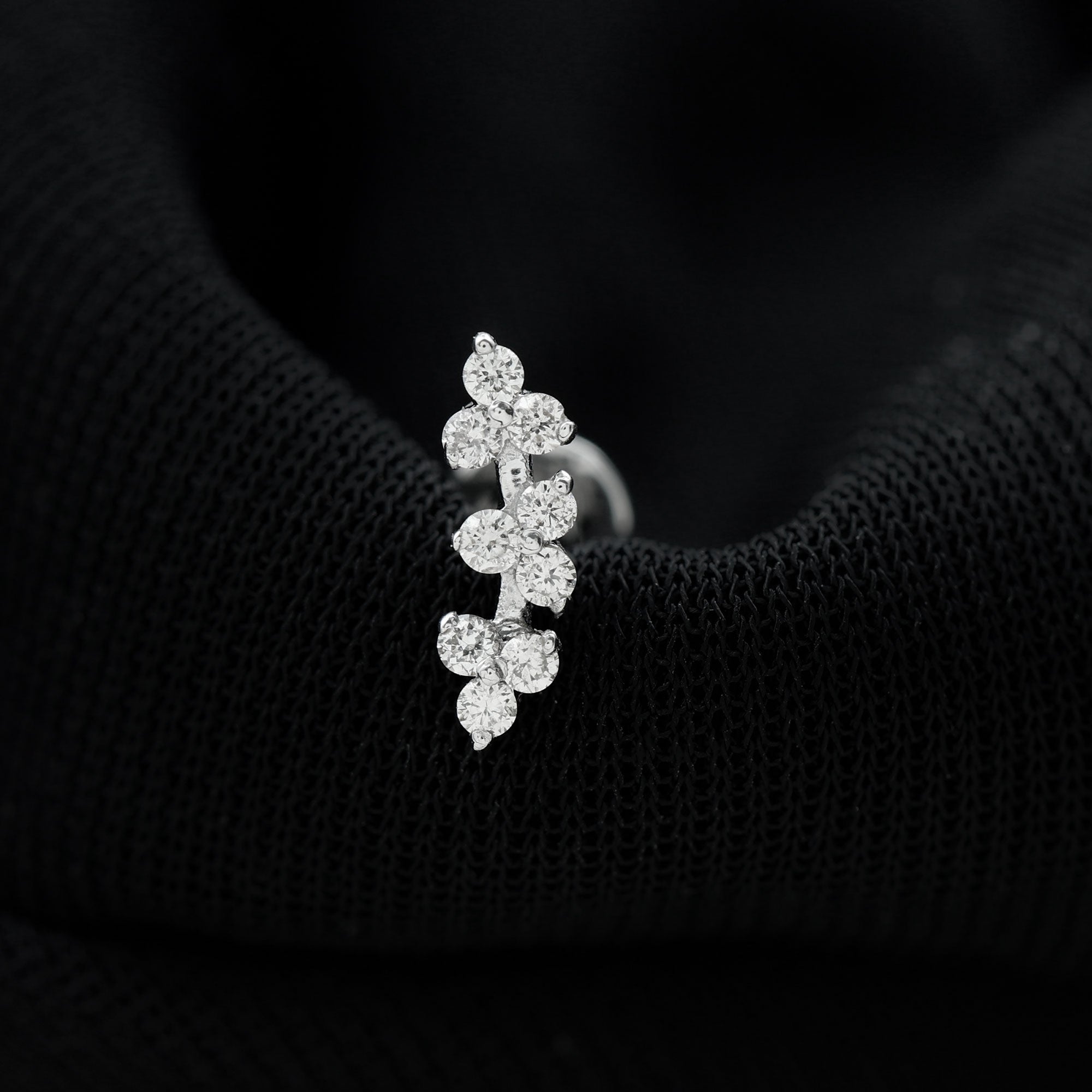 Unique Moissanite Cartilage Climber Earring