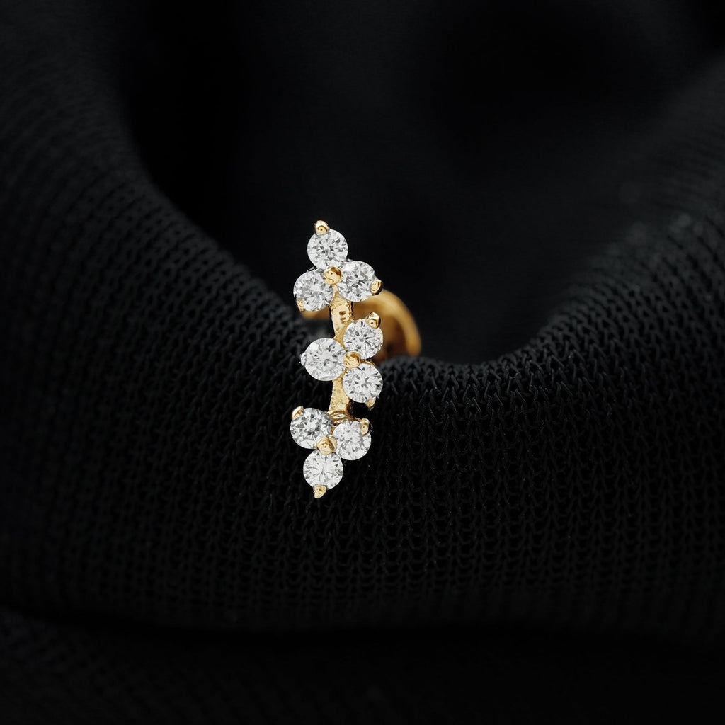 Unique Moissanite Cartilage Climber Earring
