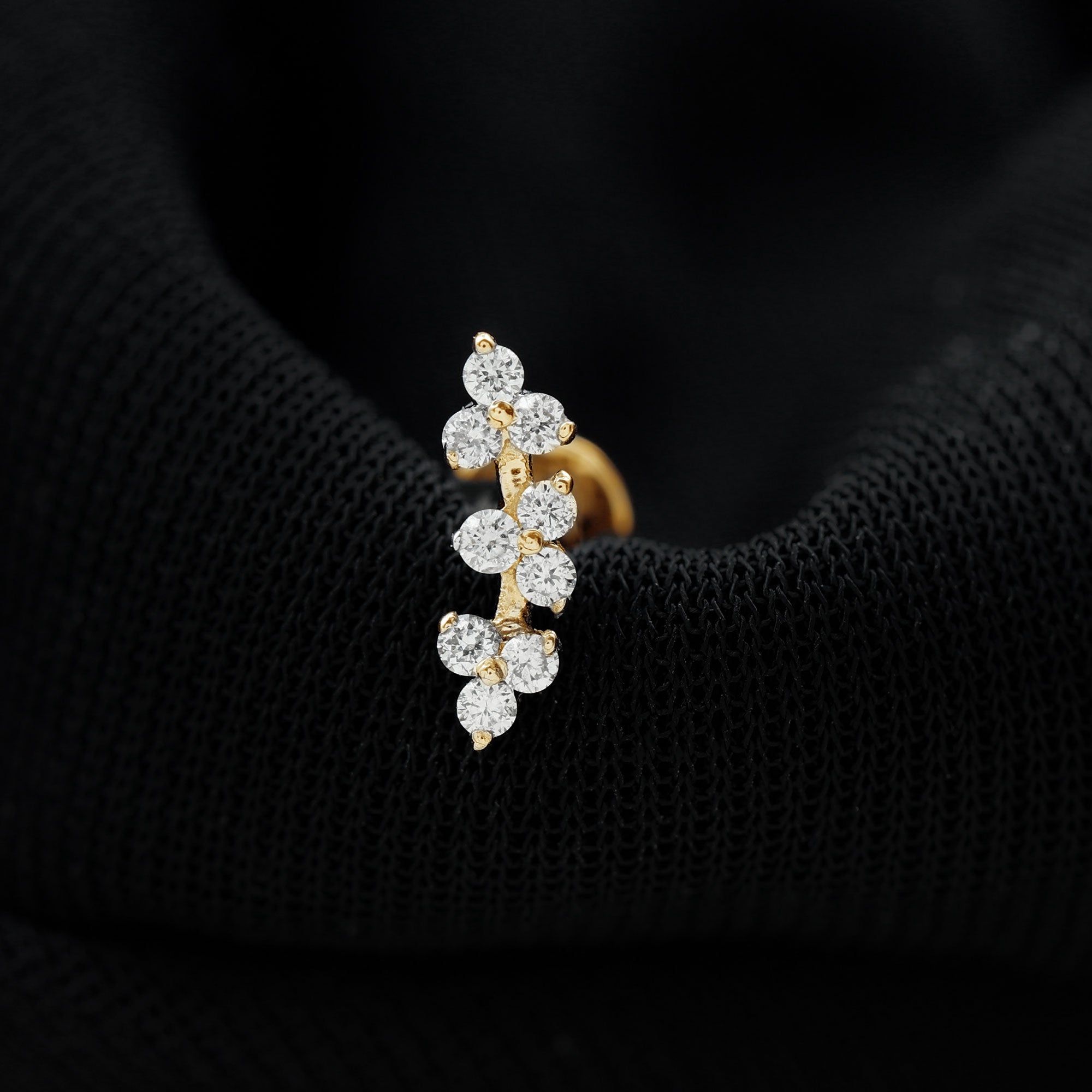 Unique Moissanite Cartilage Climber Earring
