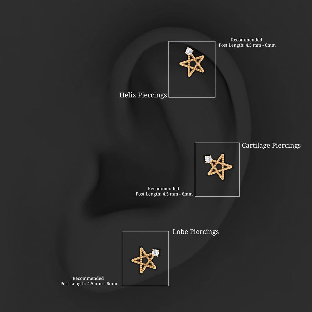 Natural Diamond Star Cartilage Earring with Beaded Detail