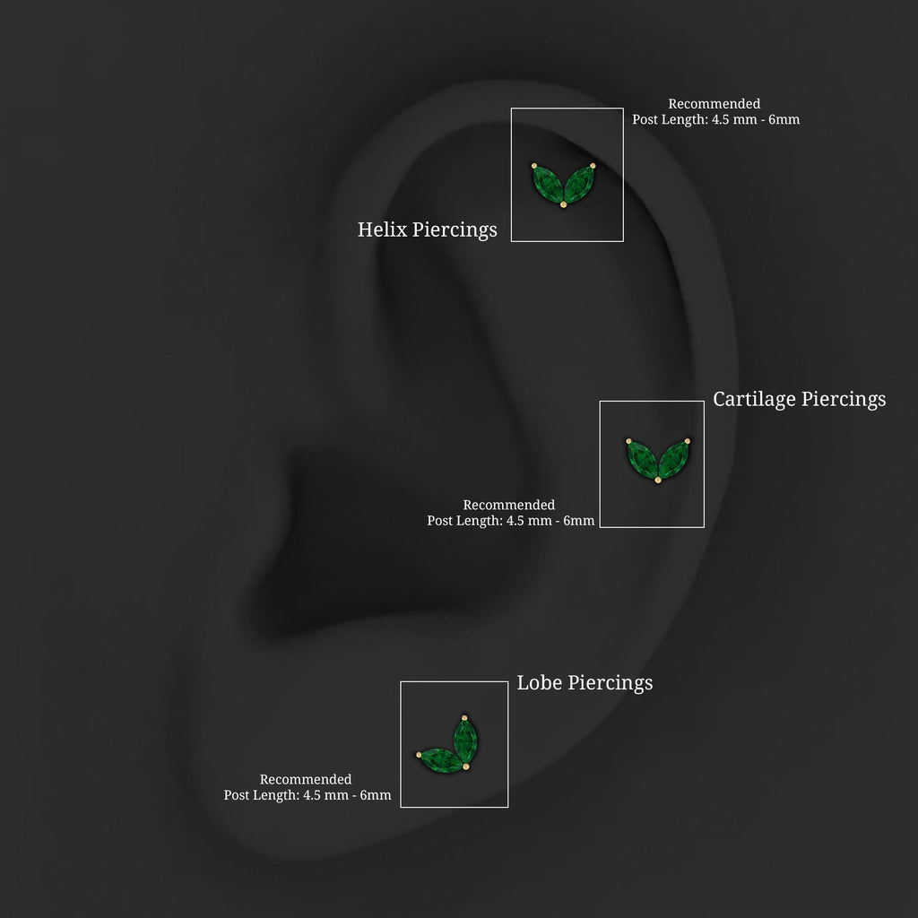 Marquise Lab Grown Emerald Leaf Earring for Helix Piercing