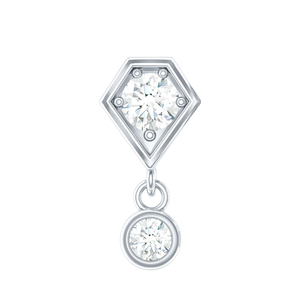 Round Cut Natural Diamond Drop Helix Earring