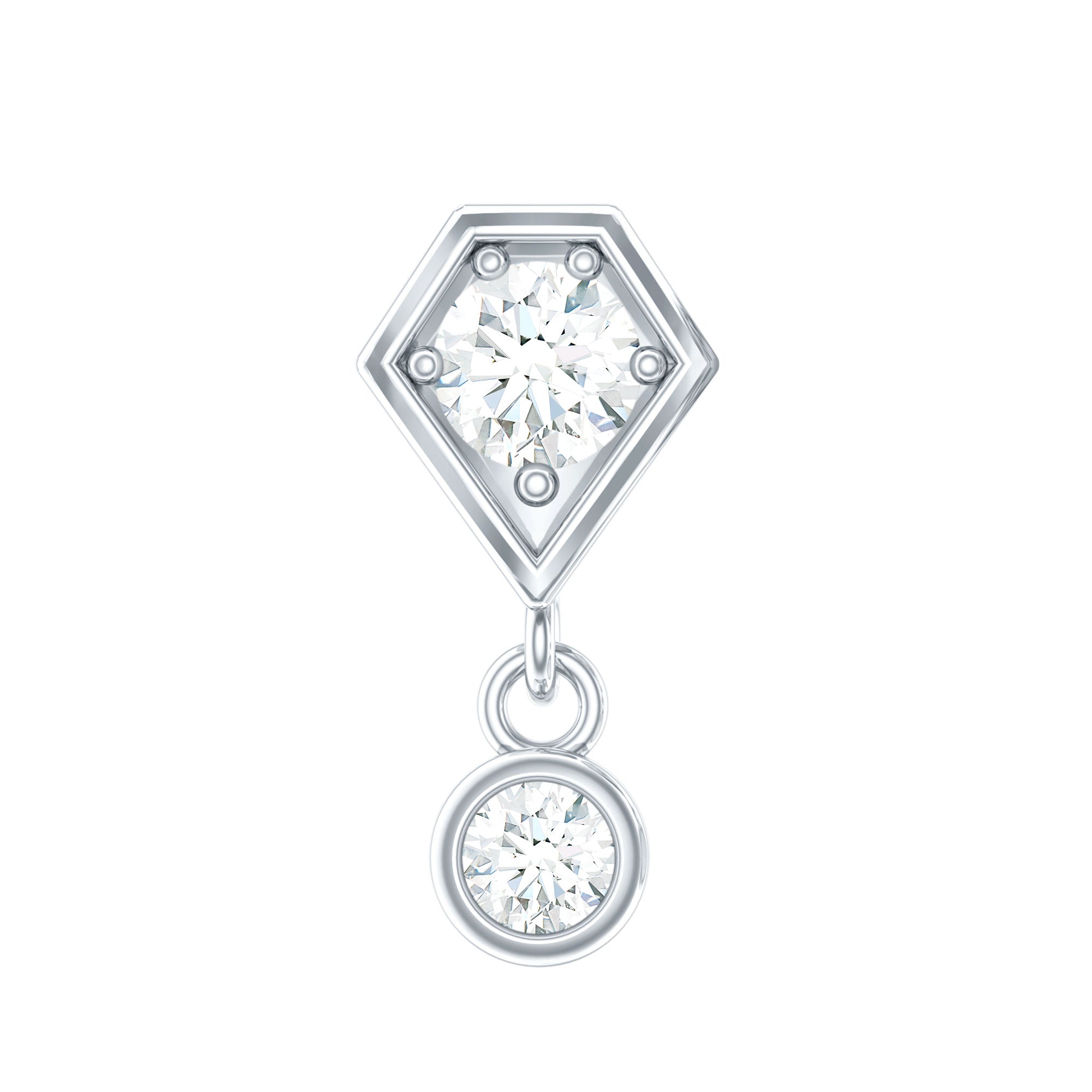 Round Cut Natural Diamond Drop Helix Earring