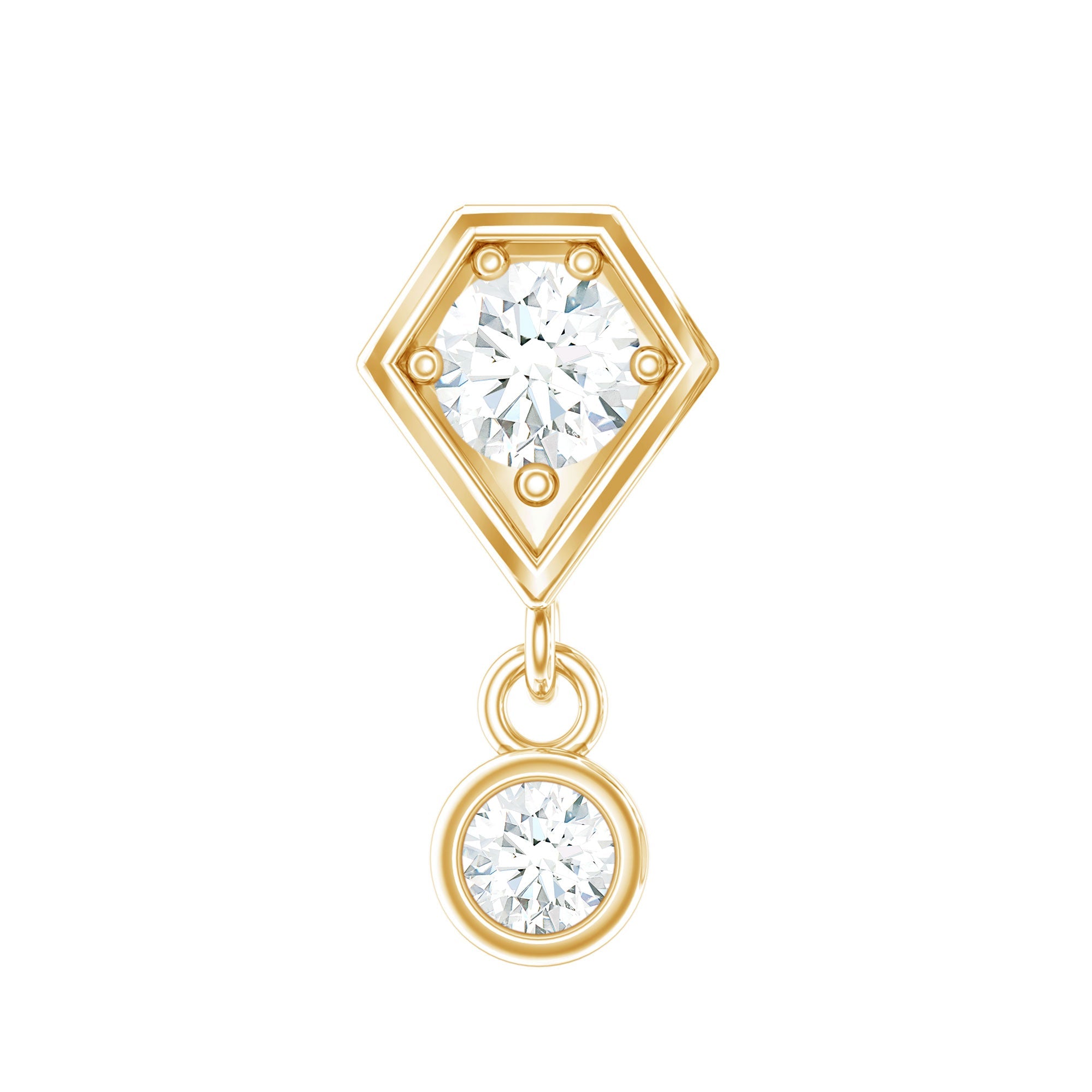 Round Cut Natural Diamond Drop Helix Earring