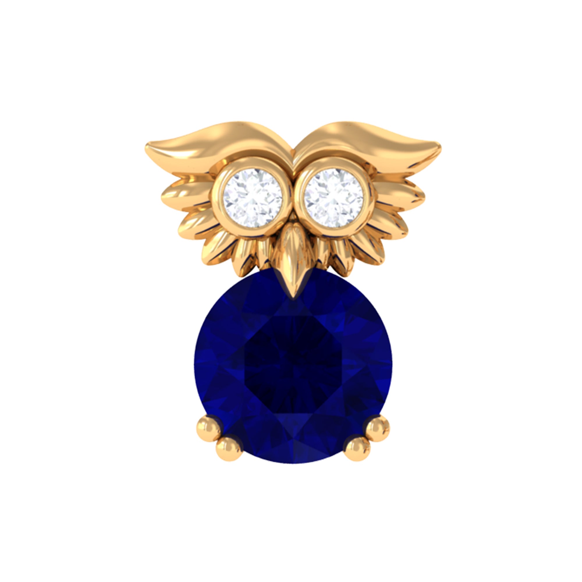 Blue Sapphire and Lab Grown Diamond Owl Helix Earring